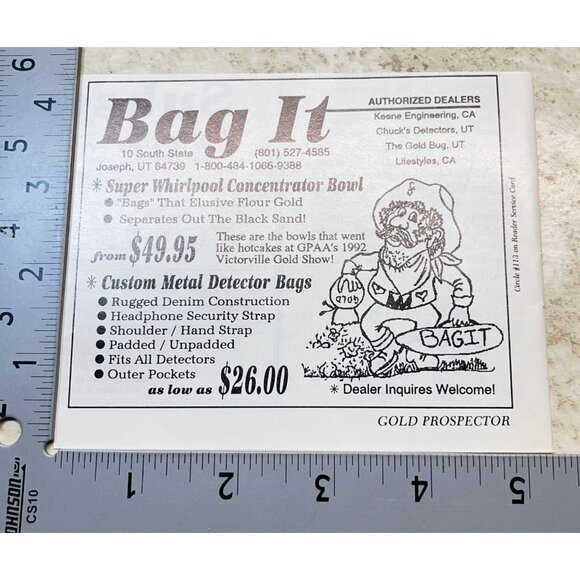 Bag It Gold Bags Print Ad Vintage 90s Joseph Utah Metal Detector Bags - Picture 2 of 6